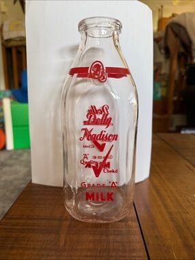 Dolly Madison Clear Glass Milk Bottle